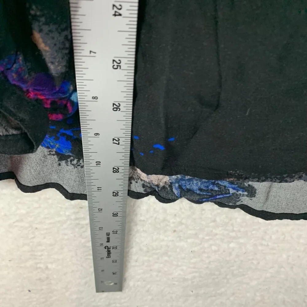 Free People Women's Meadow Lark Button Down‎ Black Floral Blouse Top Size S 9253